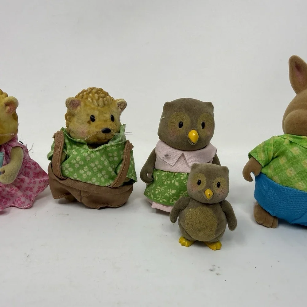 Lil Woodzeez Family Dolls Animal Figures - Bear Owl Bunny Hedgehog Lot Of 7